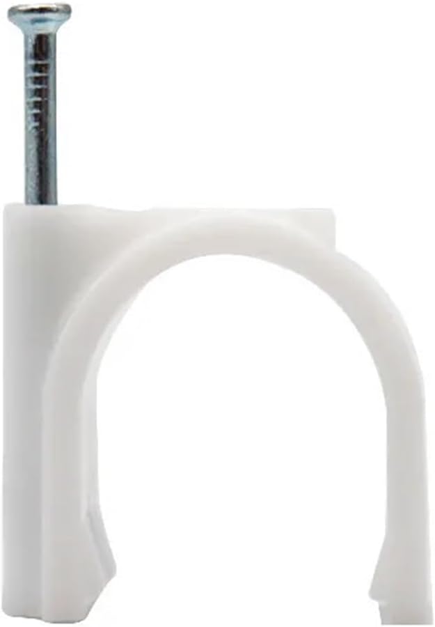 Cable Tidy Cable Nail Clips，Wire Tidy Clips, 4/5/6/7/8/9/10mm Wire Clamp Line Buckle Fixing White Round Steel Nail Wall Hanging Screw Cable Clips(4mm)(10mm)