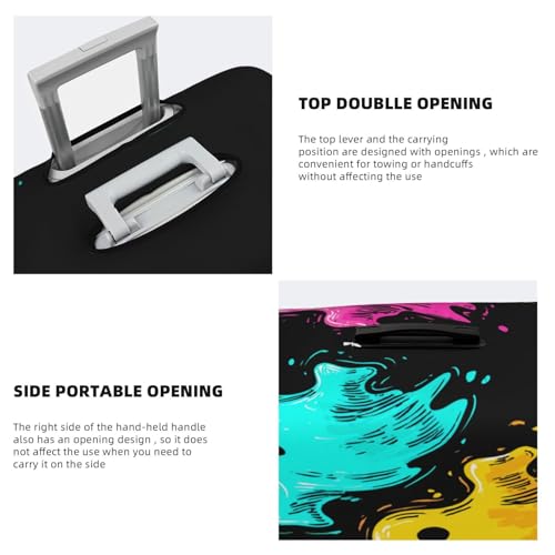 Three Colorful Ghosts Elastic Travel Luggage Covers Dustproof Scratch-Resistant Suitcase Protector Fit 22-24 Inch3