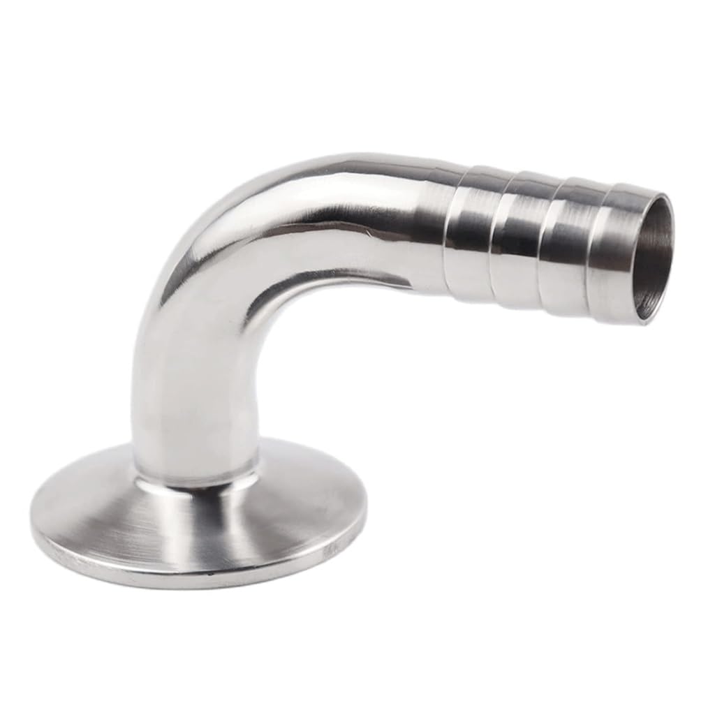 Złącze węża z kolcami, Złącze sanitarne ze stali nierdzewnej 304 z potrójnym zaciskiem Kolanko 90 stopni łącznik rurowy 19 mm-51 mm(12.7mmx Ferrule 50.5)