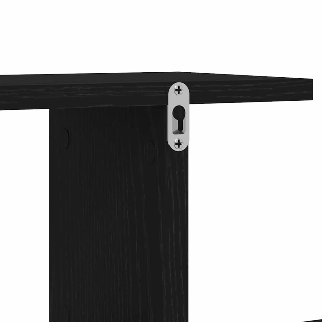Wandmontiertes TV Regal Schwarz Eichen-Optik aus Holzwerkstoff 125 x 18 x 23 cm mit 2 Regalen, platzsparend und langlebig, ideal für Wohnzimmer, Büro, Schlafzimmer