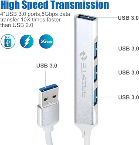 Image of STRIFF 4-in-1 Hub Multiport Adapter, USB Hub with Aluminium Shell, 1 x USB 3.0 & 3 x USB 2.0 for PC, MacBook, Mac mini, iMac, Tablet, and Mobile Phones