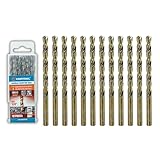 CORTOOL 1/4 inch Cobalt Drill Bits (12Pcs), M35 HSS Metal Jobber Length Twist Drill Bit Set for Hard Metal, Stainless Steel, Iron, Copper, Aluminium, Brass, Plastic & Wood