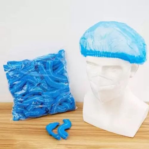 Image of Disposable Bouffant Caps for Women & Men | Non Woven Hair Net Cap | Elastic Head Cover for Hospital, Kitchen, Food Industry, Spa & Salon Use (Blue, PAck Of 500)