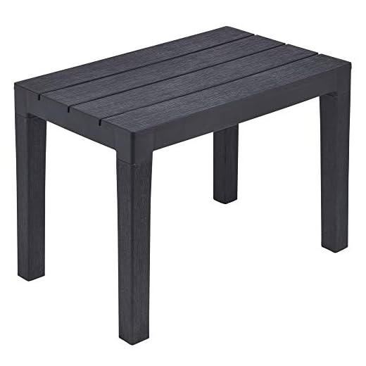 URBNLIVING Black Plastic Garden Outdoor Table/Bench Furniture - 100% Weatherproof