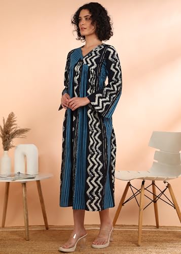 Image of Maaesa Women Printed Cotton Flared Kurti
