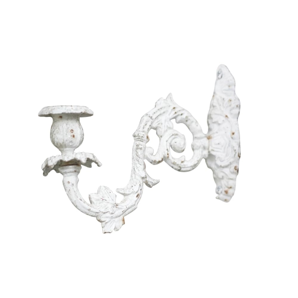 BOOMLATU Heavy Duty Cast Iron Wall Sconce Candle Holders,Shabby Chic Vine Pillar Candlesticks Holder Wall Art for Living Room Fireplace Yard Pathway,White
