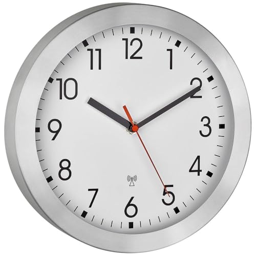 TFA Dostmann Analoge Funk-Wanduhr, 60.3546.02 mit Metallrahmen, Klein, 25cm...