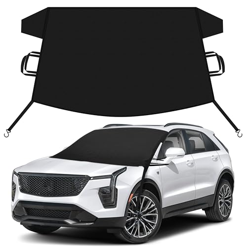 Image of EcoNour Car Snow Cover Compatible for Cadillac XT4 | Windshield Cover for Ice and Snow with S-Hook Straps | Heavy-Duty 600D Oxford Winter Car Cover, Waterproof & Anti-Slip