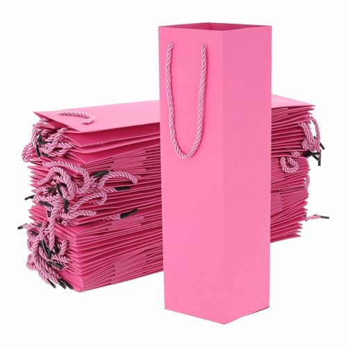 Bolsas de papel para botellas de vino color rosa elegantes para regalar en bodas y fiestas