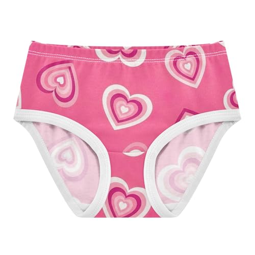 Toddler Underwear Floral 2t Cotton Panties for Girl Fancy Kids Briefs Undies Retro Concentric Heart Pink