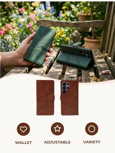 Étui rabat Samsung Galaxy A26 5G marron mat avec support horizontal ajustable