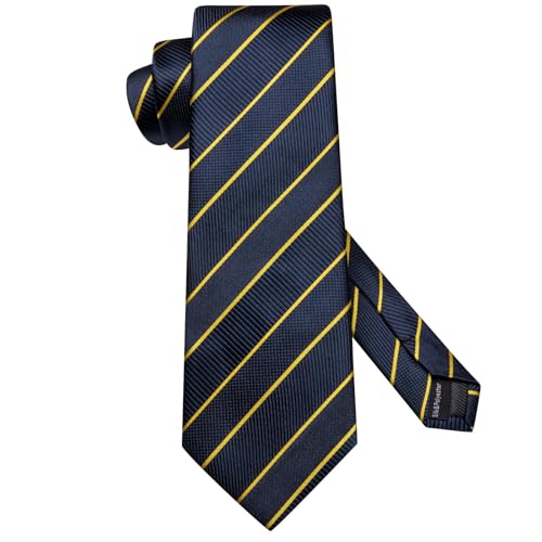 Image of Dubulle Mens Paisley Floral Silk Tie for Men Striped Necktie and Pocket Square Cufflinks Set Wedding Business