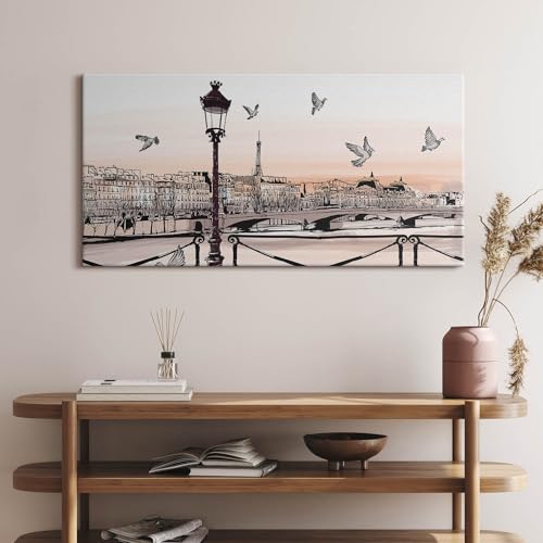 Image sur Toile 120x60cm Coucher de Soleil sur la Seine Wallfluent - 2