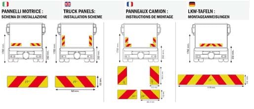 Heckmarkierung LKW/Anhänger/Warntafel Aufkleber ECE 70 / 2er Set