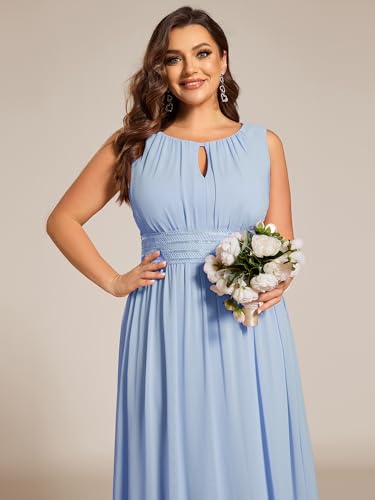 Image of Ever-Pretty Plus Women's Round Neck Sleeveless Empire Waist Maxi Plus Size Formal Gowns Bridesmaid Dresses