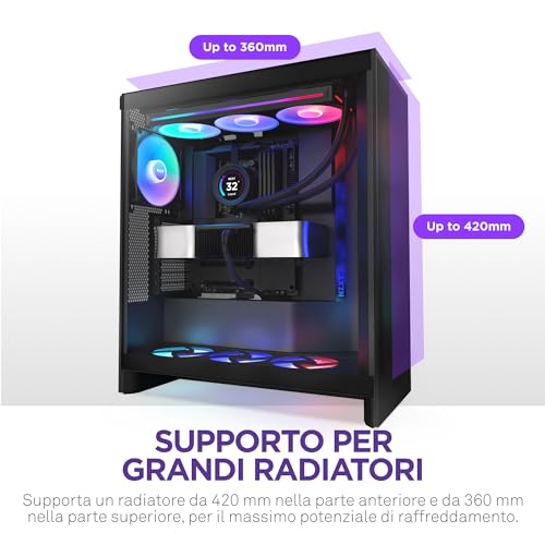 H7 Flow RGB | Case Airflow ATX mid-tower con ventole RGB | Ventole sul fondo per raffreddare la GPU | Unità ventola single-frame RGB da 360mm | Gestione cavi | Nero - Case PC - Immagine 4