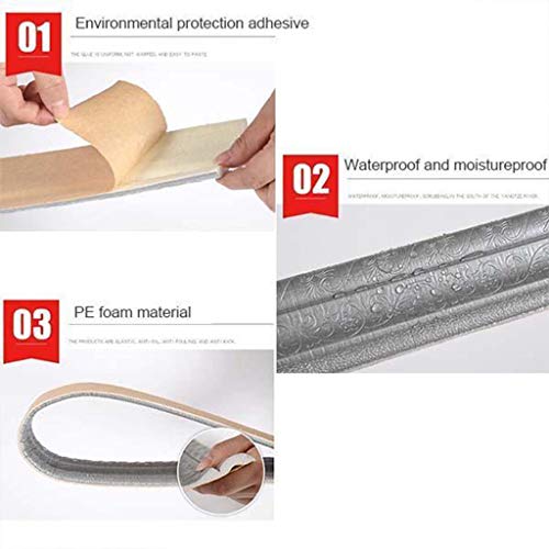 Iusun Self-Adhesive Three-Dimensional Wall Edging Strip Border Waterproof 7.55 Feet Wall Decor for Bedroom Living Room Restaurant Kids Nursery Kindergarten Mall Window Decoration (Gray)