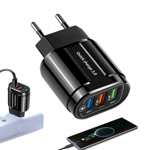 Bloque Cargador Carga Rápida | Enchufe de Pared Cúbico USB 3 Puertos Carga Rápida,Cargador Portátil para Accesorios de Dispositivos Móviles en Viajes Hogar Residencia Negocio y Vacaciones