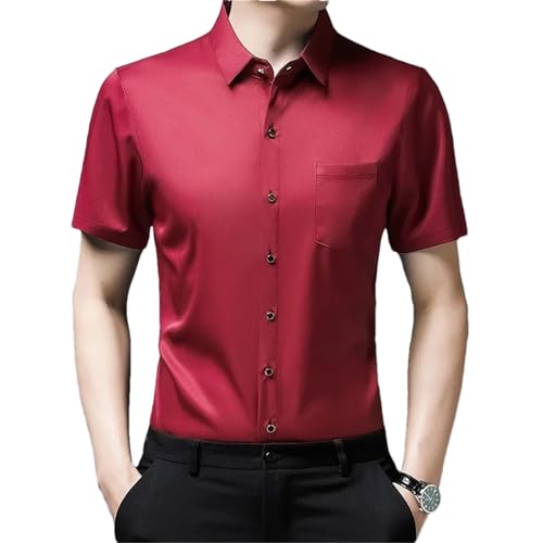 Chemise d'été homme pour les vacances | Style décontracté boutonné rouge XXL