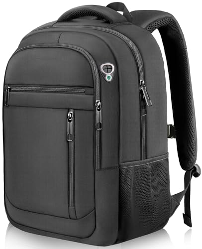 Image of Travel Backpack, Extra Large 45L Travel Backpack for Men & Women, Expandable Laptop Bag, Water Resistant Computer Backpack Fits 18.4 Inch Laptop, Lightweight Daypack for Flight, Black