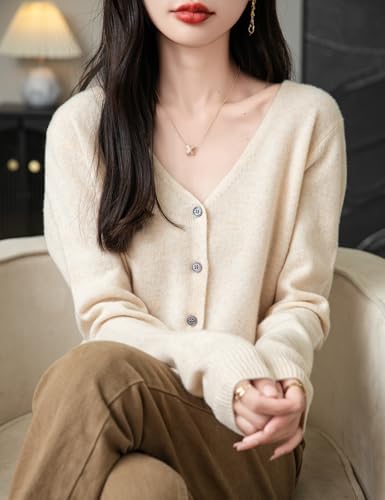 Women's 100% Merino Wool Cardigan 2025 Fall Winter Sexy V Neck Long Sleeve Lightweight Knit Cardigan Sweater2