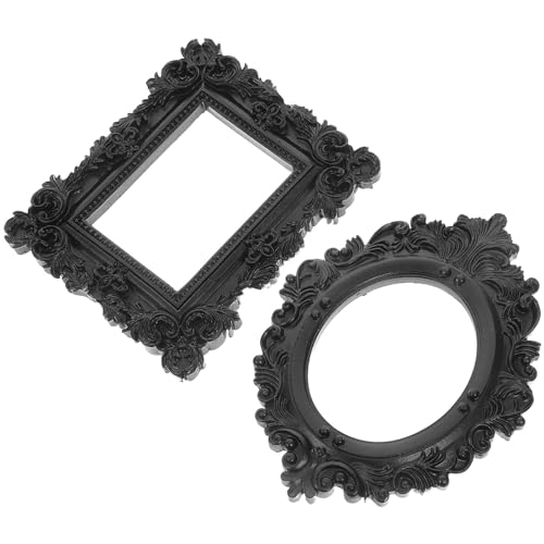 Ipetboom Marcos de Fotos Vintage de Resina para Mesa 2 Piezas 1 Marco Rectangular Negro Mini Portarretratos Retro para Decoración del Hogar y Accesorios Fotográficos