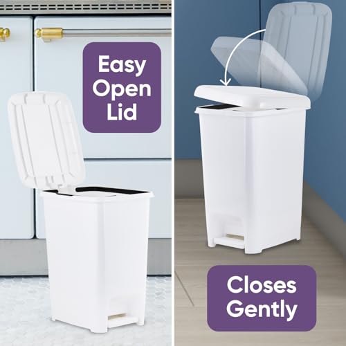 Image of Superio Slim Pedal Trash Can (16 Qt) (White)