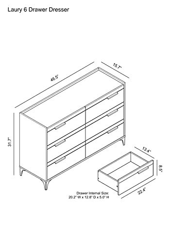 Galano Laury 6 Drawer Dresser - Dressers - Dressers & Chest Of Drawers - Dresser For Bedroom - Dresser Organizer - Tall Dresser - Wood Dresser - Amber Walnut #TOP2