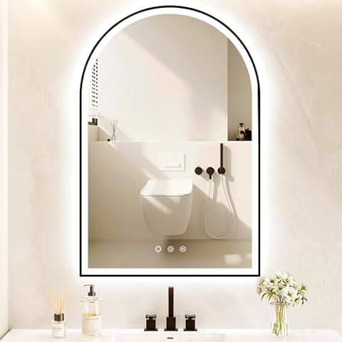 OUMUSU 24"X36" Arched LED Bathroom Mirror Cover