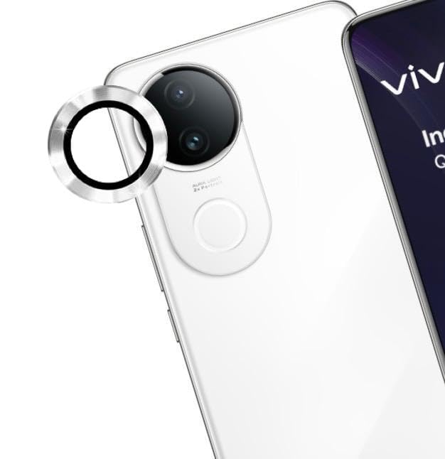 Image of Back Camera Lens Protector for vivo T4R 5G |Scratch Resistant 9H Tempered Glass with Metal Ring Guard| Set of 1 Pairs (Silver)