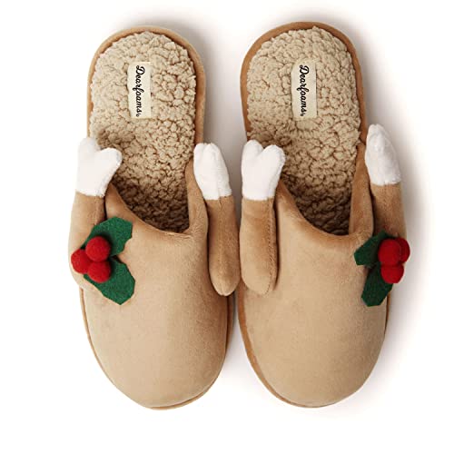 Dearfoams Unisex Womens Funny Ugly Christmas Sweater Reindeer Holiday Scuff Slipper Mens Turkey Large