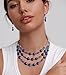 3 Layered Chunky Statement Necklace for Women Beaded Strand Necklaces with Earring Fashion Costumes Collar Necklace Jewelry Sets Gifts for Women(Blue)