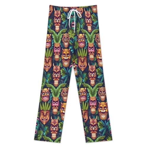 Hawaiian Tiki Masks Tropical Mens Pajama Pants Lounge Pants With Pocket Sleep Pants Loungewear Bottoms2