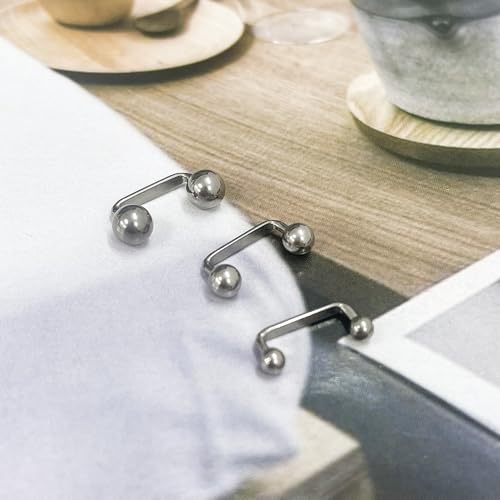 3Pcs 16G Double Ball Staple Surface Piercing Barbell G23 Titanium 8-14mm Surface Barbell Internally Threaded Surface Piercing Jewelry, Silver4