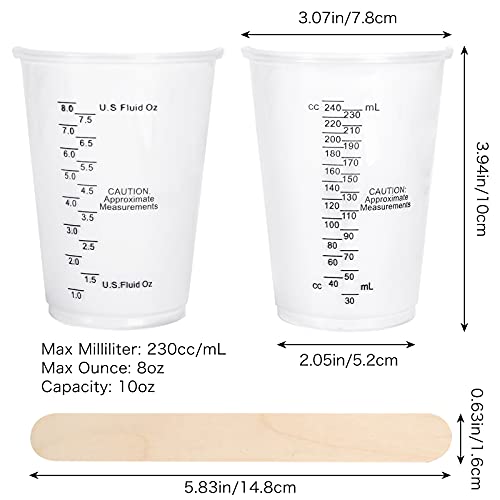 80Pcs 8Oz Disposable Epoxy Resin Mixing Cups, Clear Plastic Disposable Measuring Cups For Mixing Paint, Pigments, Epoxy Resins, Mixing Cups For Baking（80 Stirring Sticks Included） #TOP1