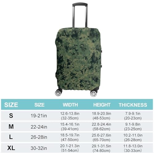 Green Army Digital Camouflage Luggage Cover Elastic Suitcase Protector Case Anti-Scratch Washable Baggage Covers Protector For Traveling, Aircraft Consignment M2