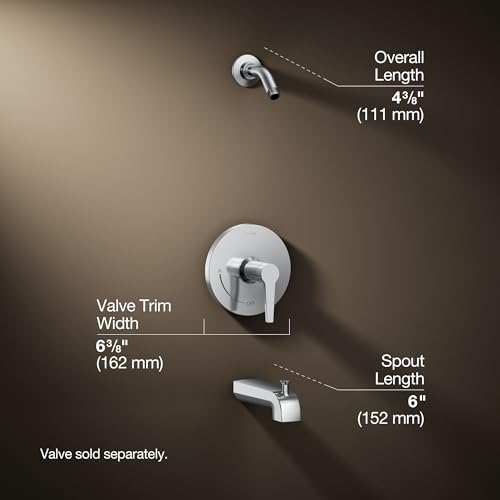 KOHLER K-TLS97074-4-BL Pitch Rite-Temp Bath And Shower Trim Set Less Showerhead, Includes Faceplate with Handle, Bath Spout, Shower Arm and Flange, Matte Black by Kohler - Image 6