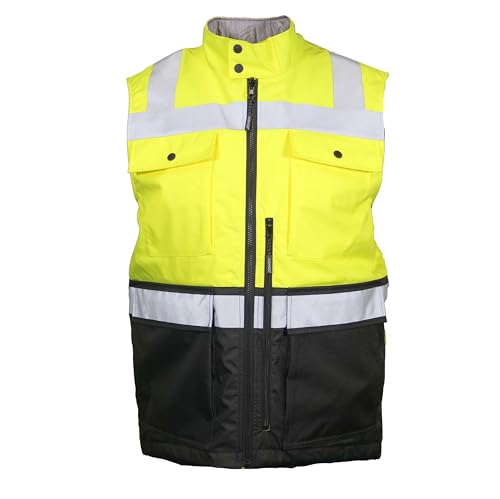 Kishigo Insulated Vest, Highly Visible, Durable Ripstop Vest w/Retractable Clear ID and Flap, Multiple Pockets, Reflective Accents, Type R, Class 2, Lime/Black, X Large4