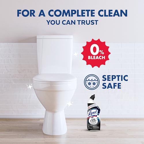 Image of Lysol Lime & Rust Toilet Bowl Cleaner Liquid, For Limescale, Rust & Hard Water Stains, Septic Safe, Clinging Gel, Disinfects, Sanitizes & Deodorizes, Bathroom Cleaning Supplies, 24oz (4 Pack)