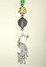 Pretty Antiqued Silvery Peacock with Amber, Green & Purple Glass Ceiling Fan Pull