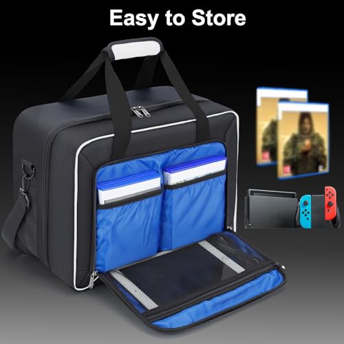 Image of GDNasist Carrying Case Fit for PS5, Travel Thickened Protective Bag Compatible with Playstation 5 Console, Headset, PS5 Controller, Game Discs, and Gaming Accessories, White