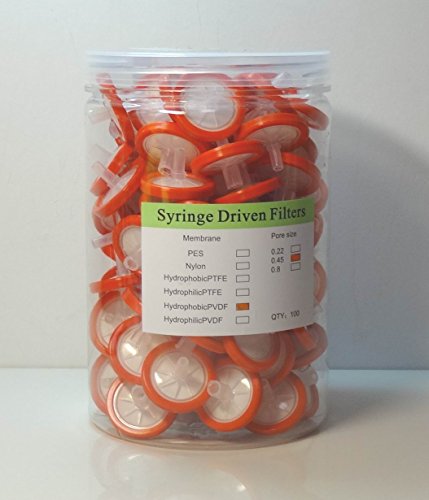 100pcs Disposable Syringe Filters, PVDF, 0.45?m, 25mm, 2.5cm, HPLC