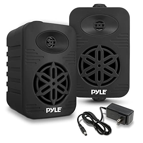 Usa Bluetooth Indoor Outdoor Speakers Pair - 300 Watt Dual Waterproof 4” 2-Way Full Range Speaker System W/ 1/2” High Compliance Polymer Tweeter - Home, Boat, Deck, Patio, Poolside - Pyle PDWRBT46BK