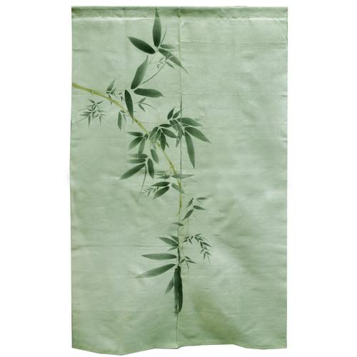 T-Trove Bamboo Leaves Green Linen Noren Curtain