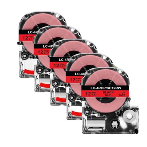 2 �` 10 �p�b�N SS12KW �ƌ݊��� LabelWorks SS12KW �e�[�v 12 �~�����[�g�� LK 4WBN 4WBN ���n�ɔ� LW300 LW400 ���x�����[�J�[(5PK Black on Red)