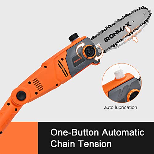 Gymax Power Pole Saw, 8Inch 8 Amp Corded Chain Saw With Telescopic Rod, Adjustable Head, Auto Chain Lubrication & One-Button Tension For Branch Cutting, Trimming, Pruning (8Inch) #TOP3