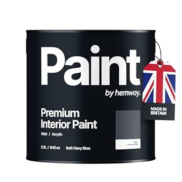 Hemway - Premium Interior Paint - Soft Navy Blue 2.5 L | Indoor Matt Finish, Acrylic & Water-Based Emulsion | Quick Dry & High Coverage for the Kitchen, Bathroom & Bedroom