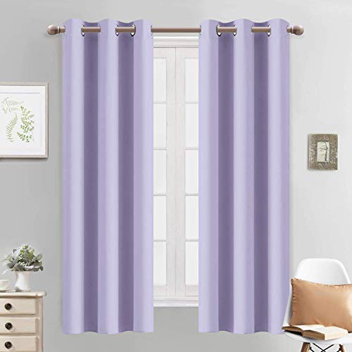Yakamok Blackout Curtains Room Darkening Thermal Insulated Grommet top Window Curtains for Living Room, 38 x 63 inch, Lilac, 2 Panels