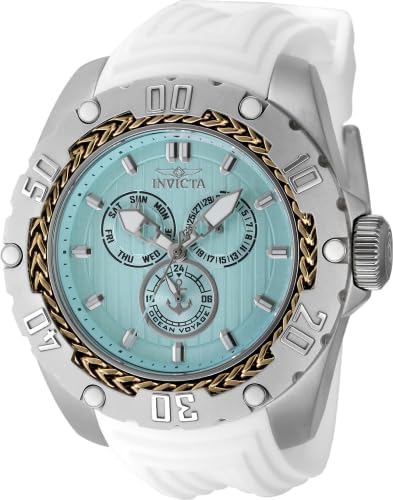 Invicta Ocean Voyage Men 51.50mm Stainless Steel Gold + Steel Turquoise+Tiffany Blue dial VH68 Quartz
