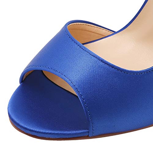 Image of ELEGANTPARK High Heel Sandals for Women, Satin Strappy Wedding Dress Shoes | Adjustable Buckle, 3.5 inch Peep Toe Shoes for Bride, Wedding Guest, Bridal Reception, Evening Party, Prom and Formal Event